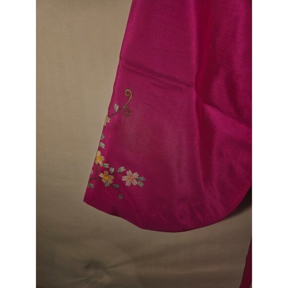 Indian Womens Bright Pink Jacket Tie Waist Ceremony Wedding Floral Size Medium M - Picture 4 of 5